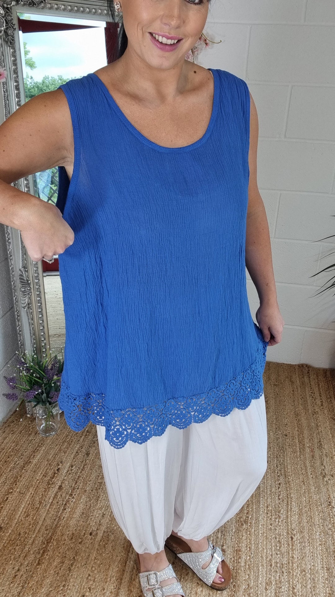 Audrey Vest Top - Cobalt Blue (Curvy)