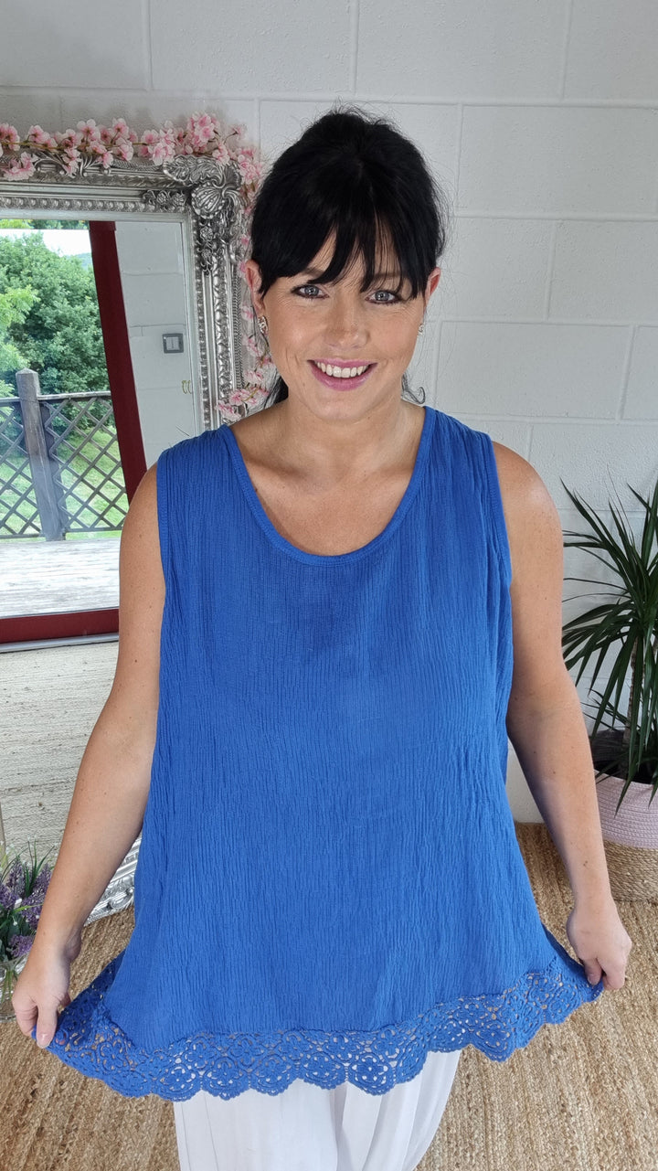 Audrey Vest Top - Cobalt Blue (Curvy)