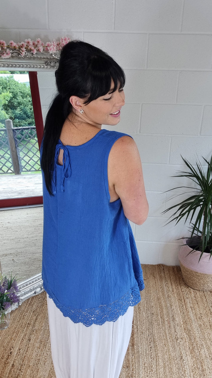 Audrey Vest Top - Cobalt Blue (Curvy)