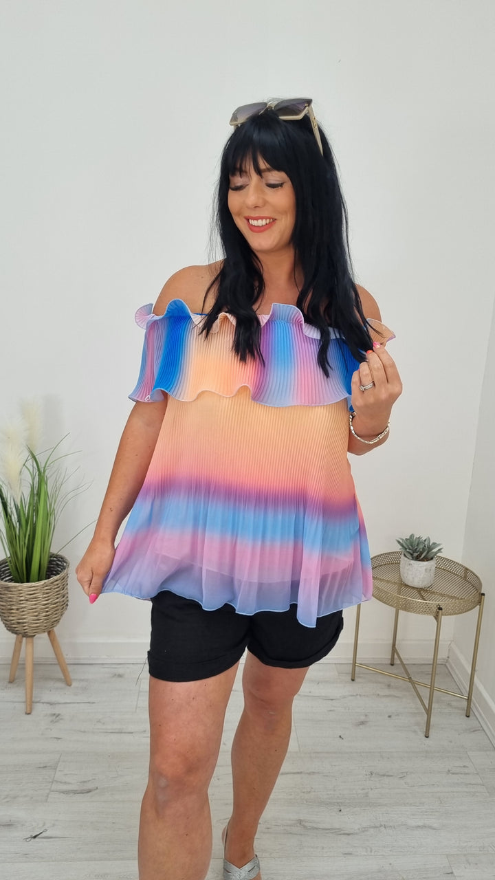 Polly Pleated Bardot Top - Choose your Colour