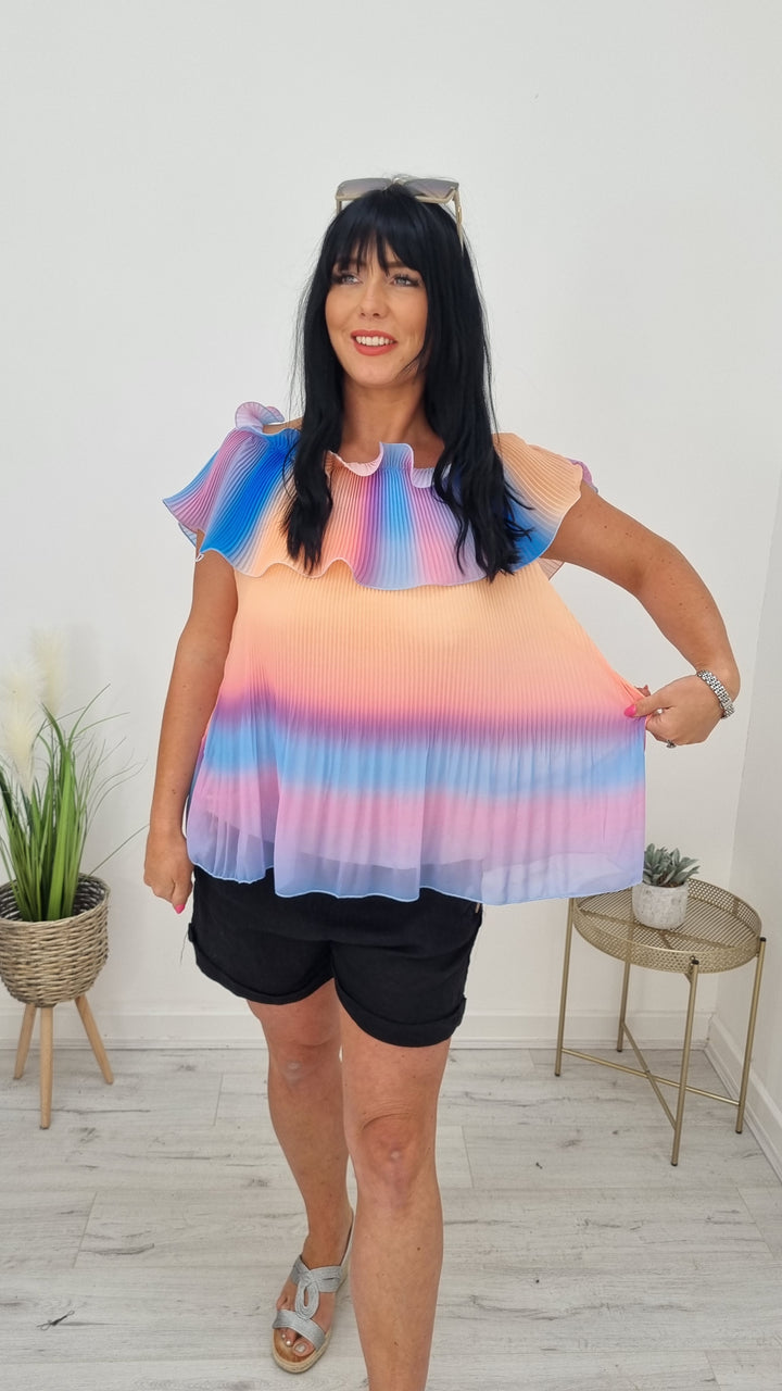 Polly Pleated Bardot Top - Choose your Colour