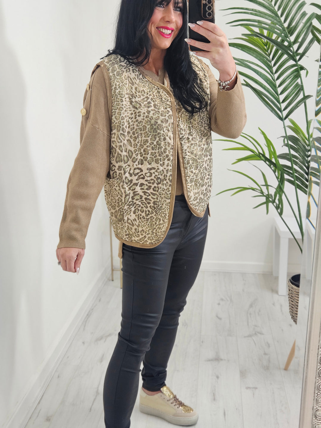 Alexa Quilted Waistcoat - Leopard Print ( Choose your colour )