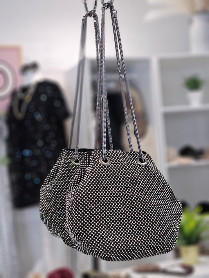 Crystal Mini Slouch Bag - Black