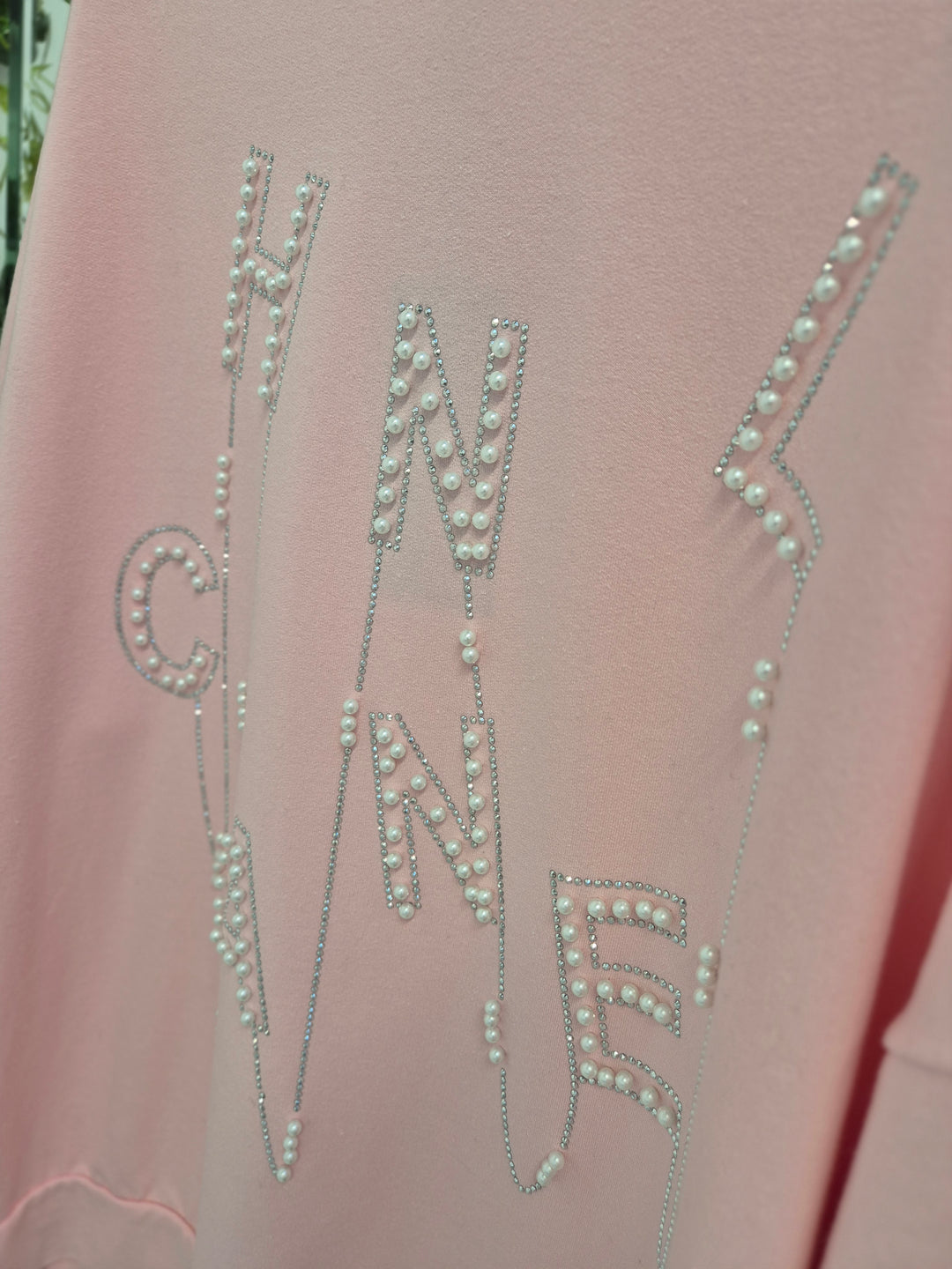 Coco Pearl & Crystal Sweatshirt - Pink (Oversized)