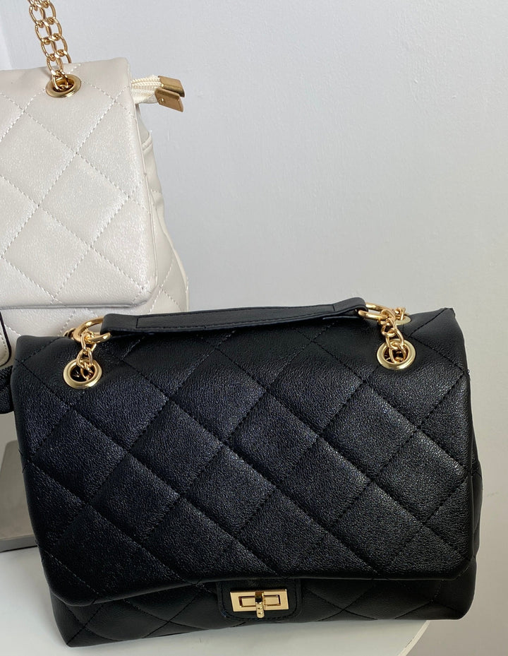 Coco Quilted Tote Bag - Black