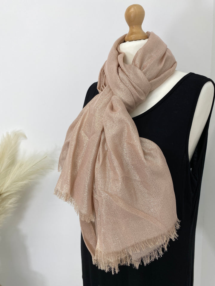 Oversized Metallic Scarf - Rose Gold