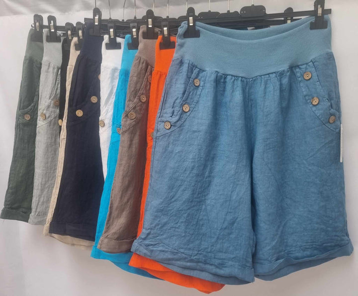 Amalfi Long Linen Shorts - (choose your Colour)