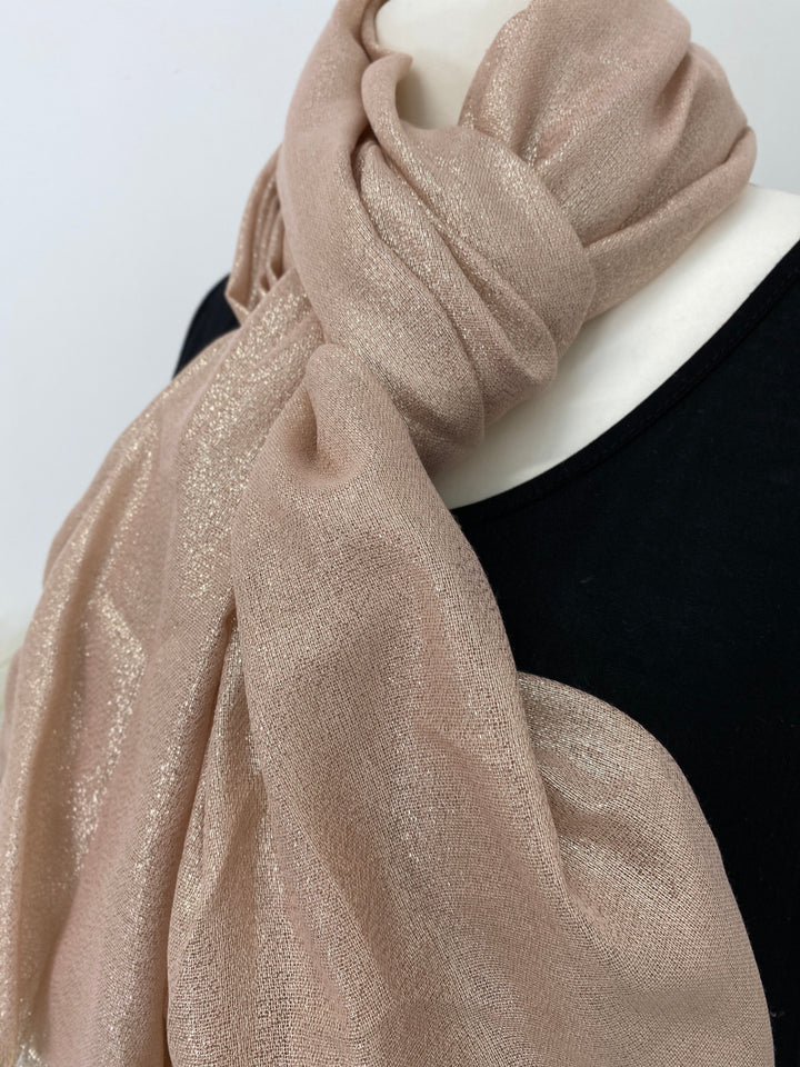 Oversized Metallic Scarf - Rose Gold