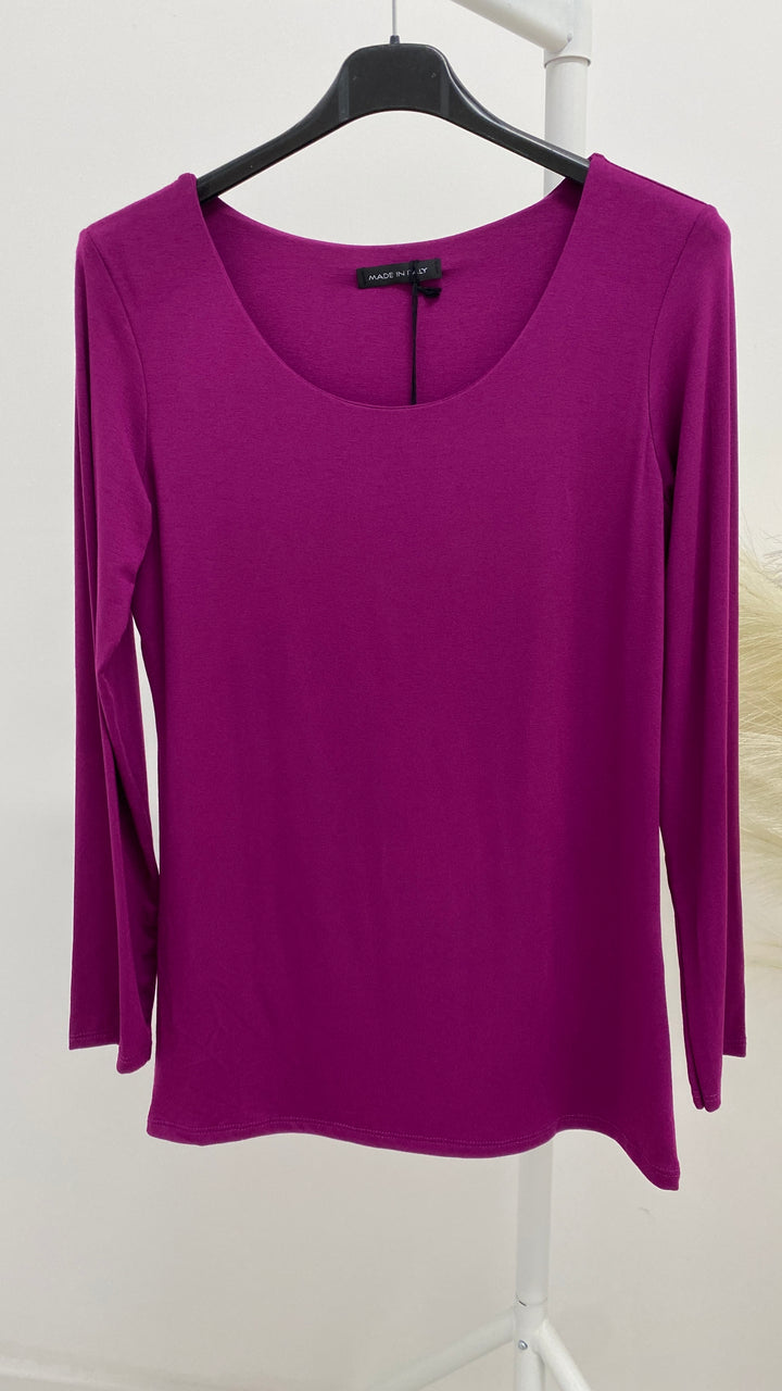 Double Layered Long Sleeve Tops - Magenta