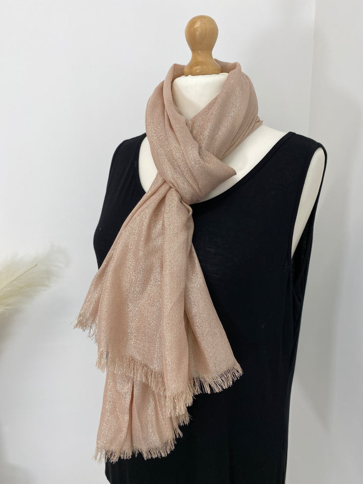 Oversized Metallic Scarf - Rose Gold