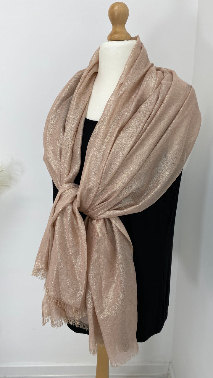 Oversized Metallic Scarf - Rose Gold