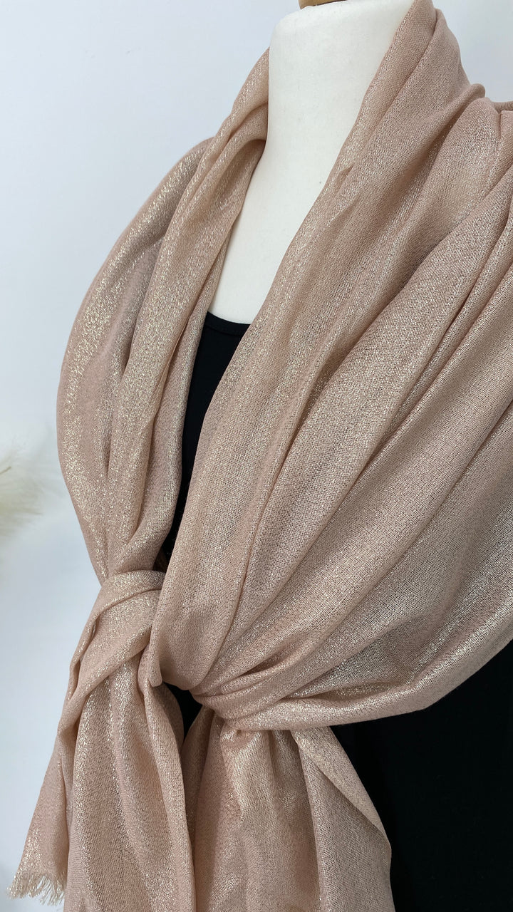 Oversized Metallic Scarf - Rose Gold