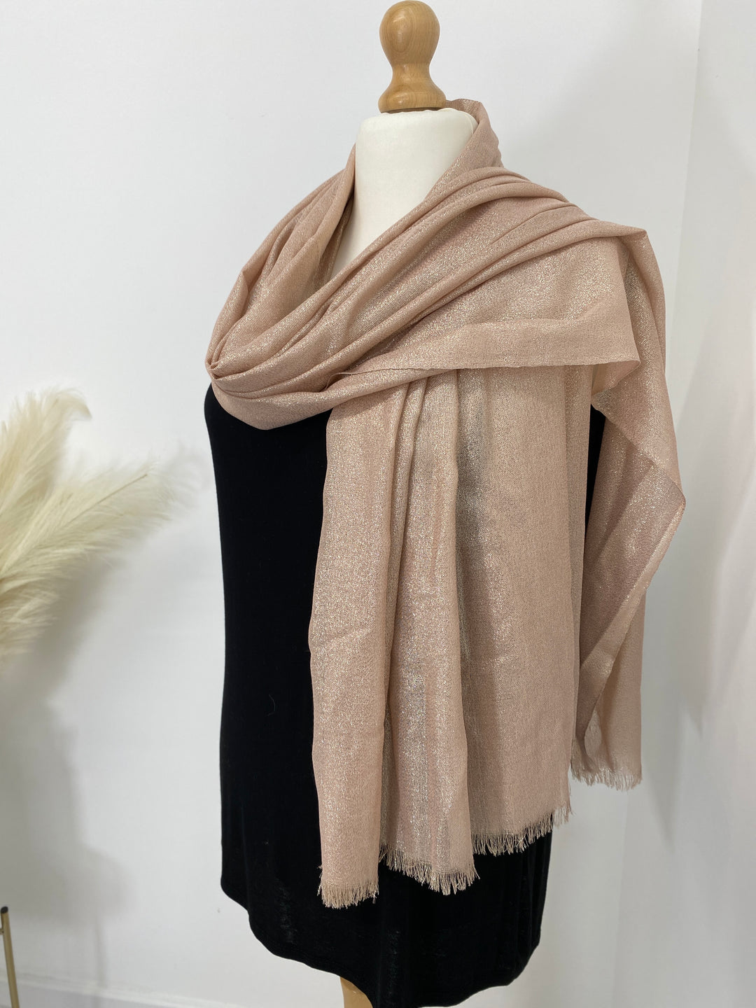 Oversized Metallic Scarf - Rose Gold