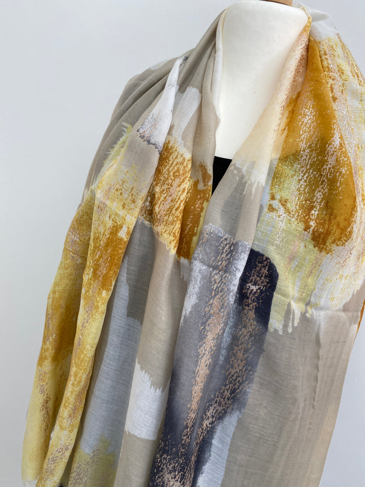 Abstract Sparkly Scarf - Gold