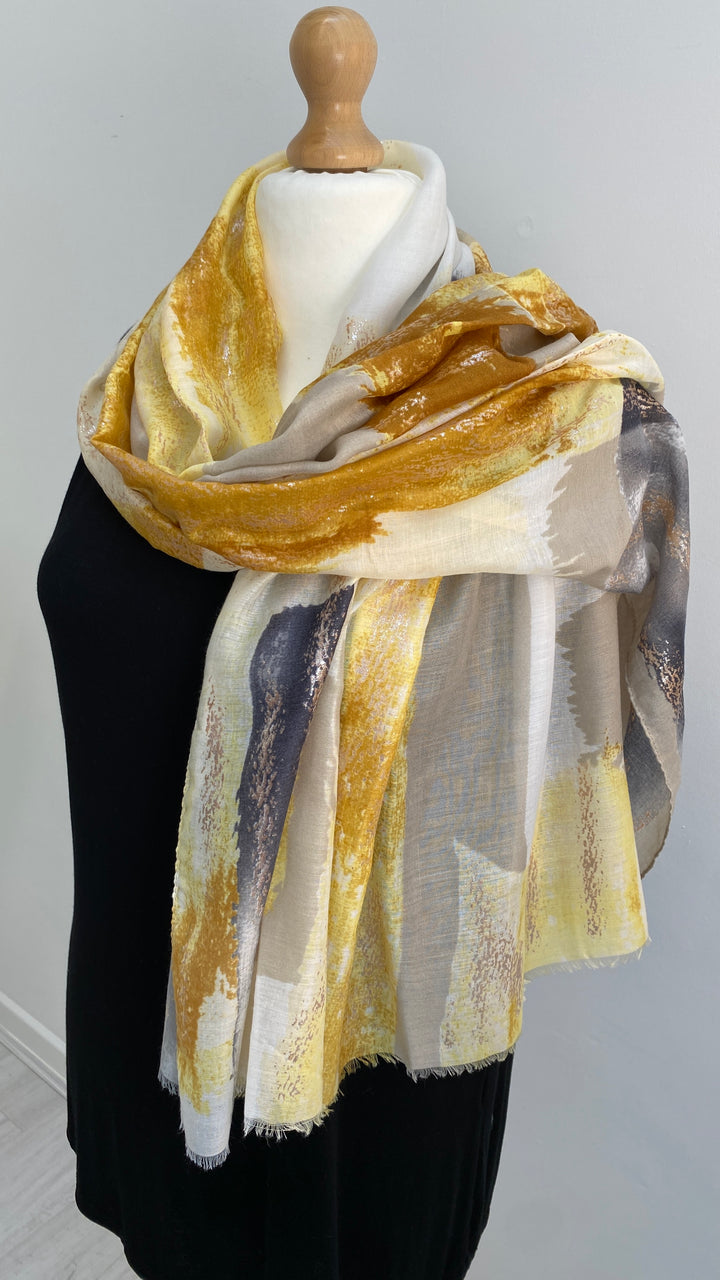 Abstract Sparkly Scarf - Gold