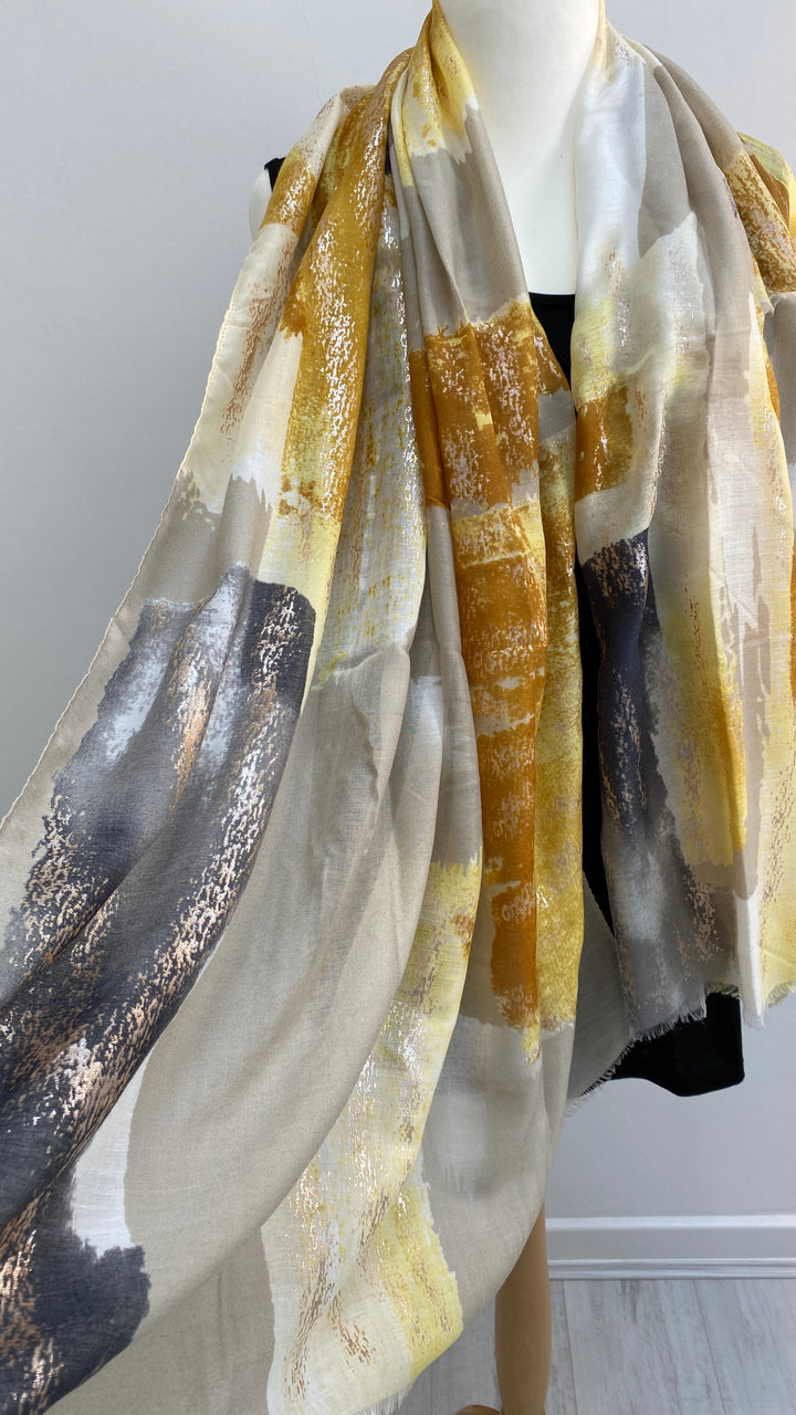 Abstract Sparkly Scarf - Gold