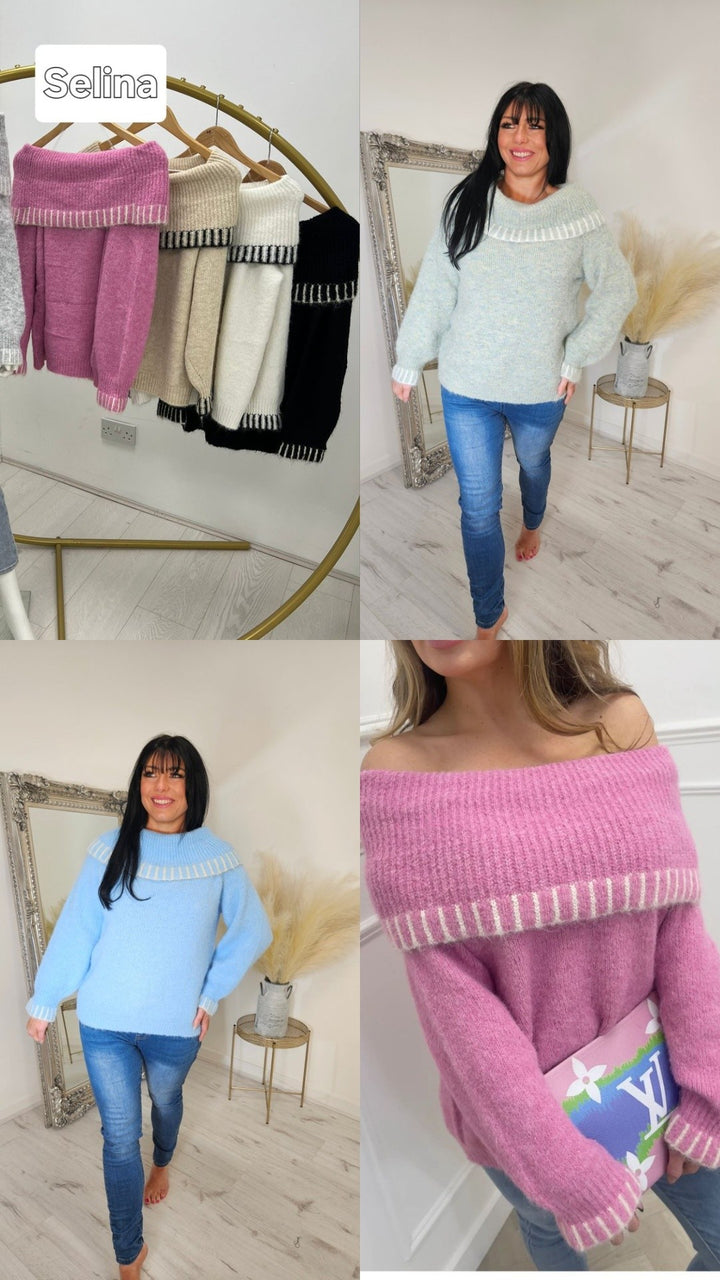 Selina Off The Shoulder Jumper - (choose your Colour)