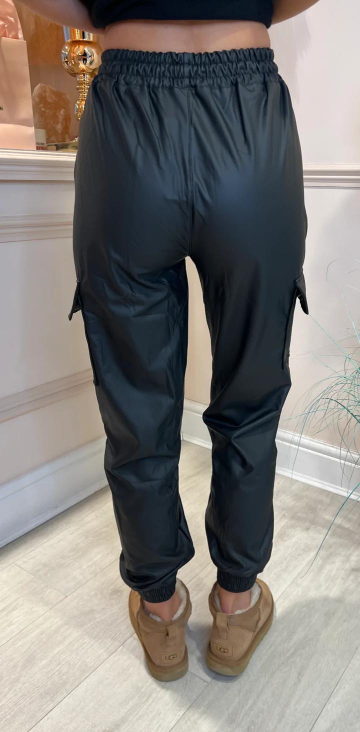 Cargo Leather Look/PU Pants - Black (3 Sizes)