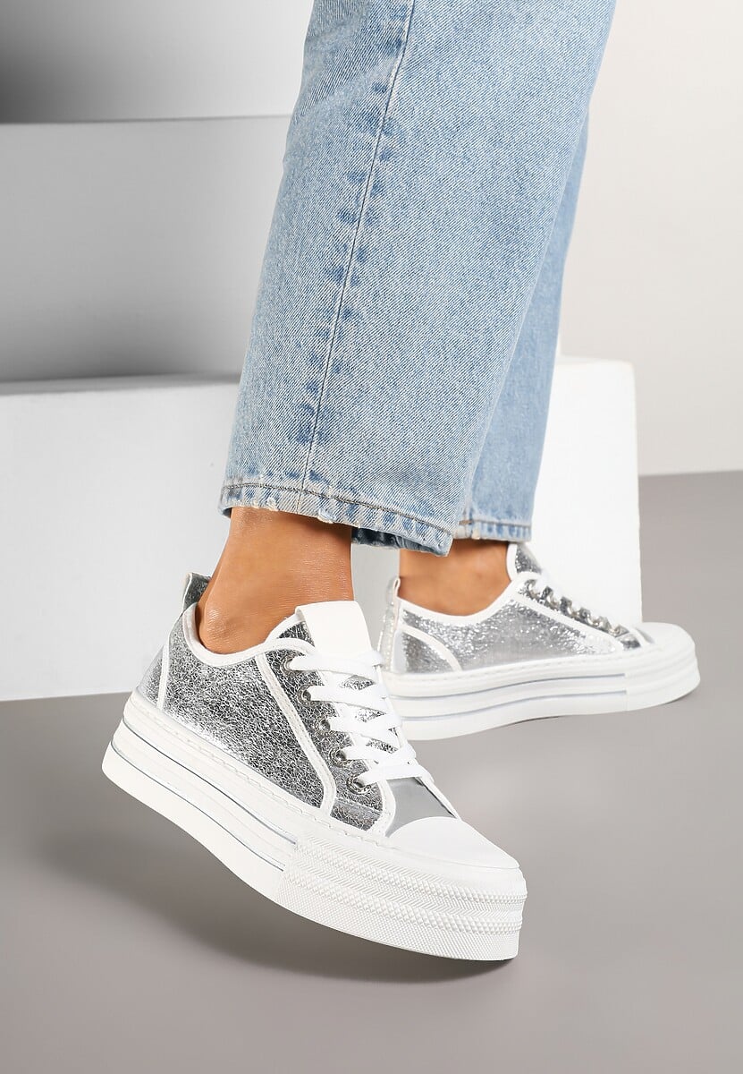 Ibiza Flatform Trainers - Silver