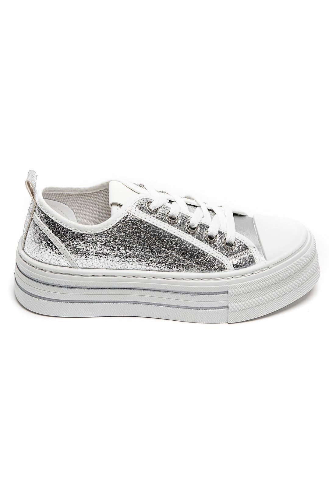 Ibiza Flatform Trainers - Silver