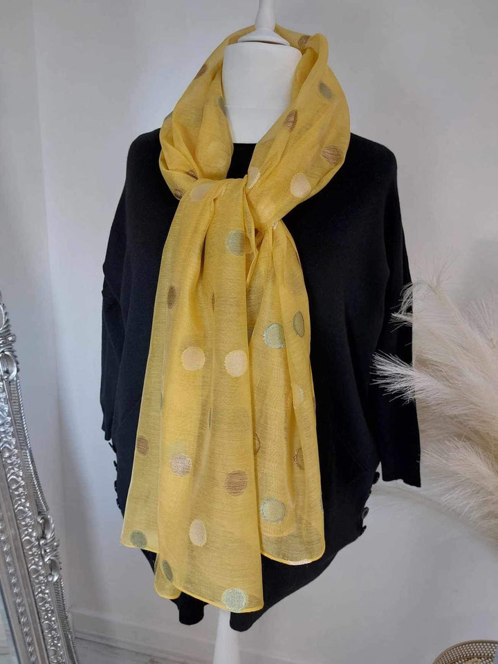 Silk Semi Sheer Polka Dot Scarf - choose your colour