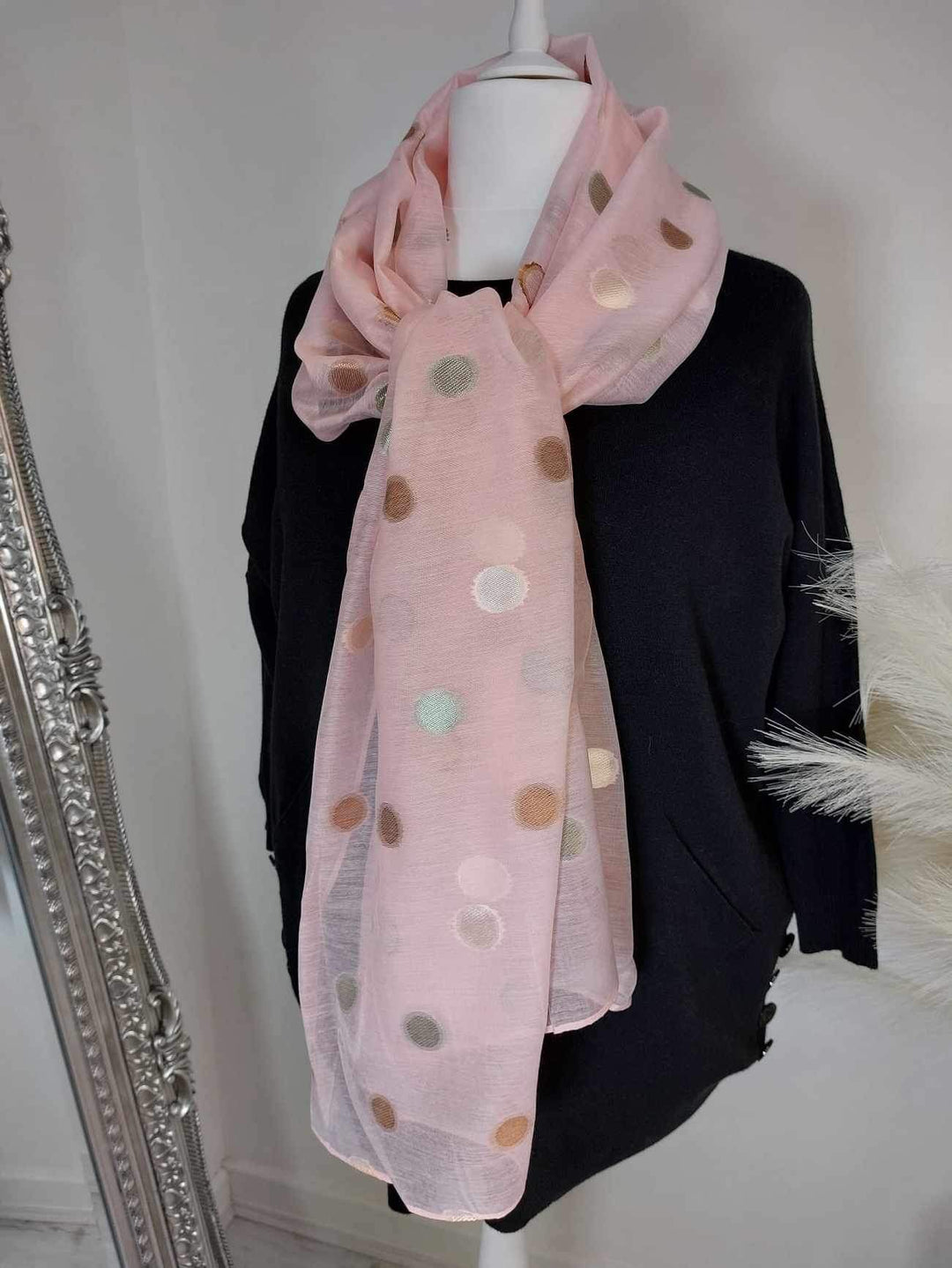 Silk Semi Sheer Polka Dot Scarf - choose your colour