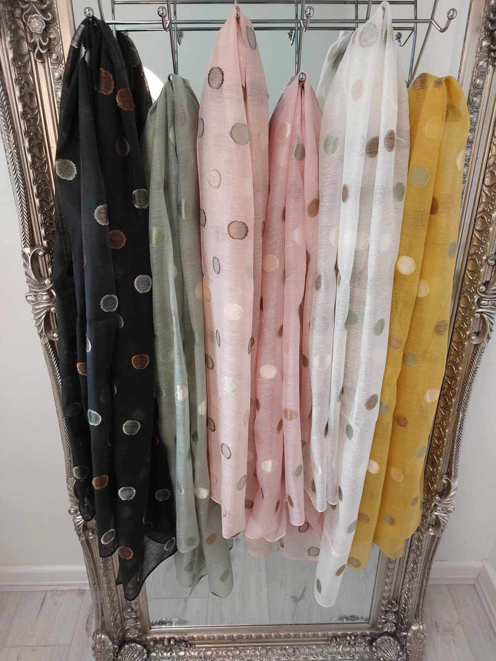 Silk Semi Sheer Polka Dot Scarf - choose your colour