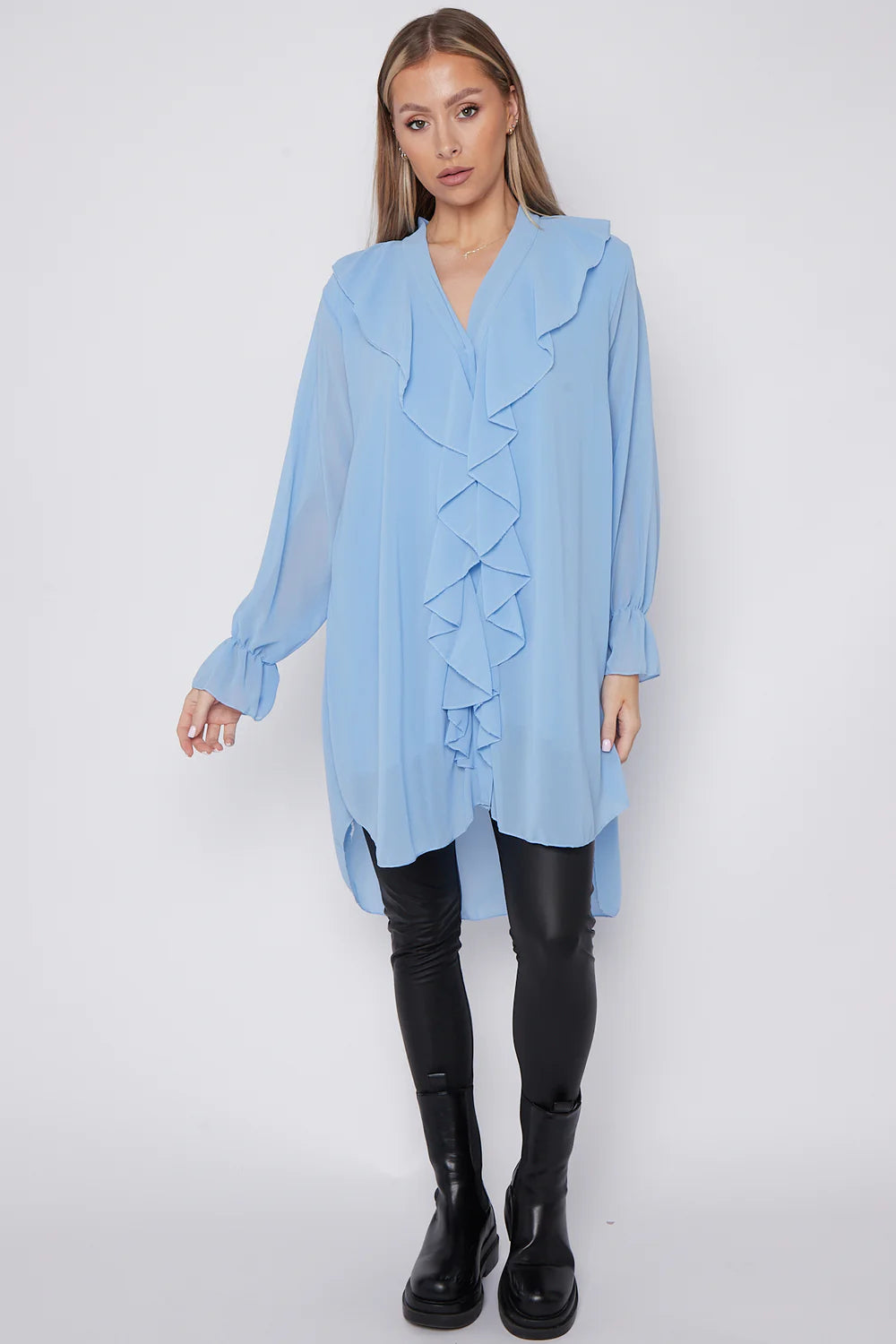 Alexia Ruffled Blouse - Blue