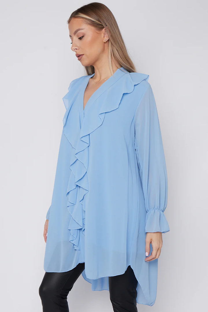 Alexia Ruffled Blouse - Blue