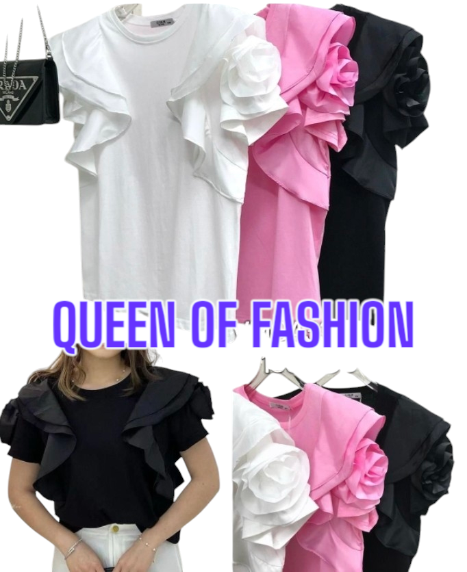 Angelica Flower & Frill Tee - (choose your Colour & Size)