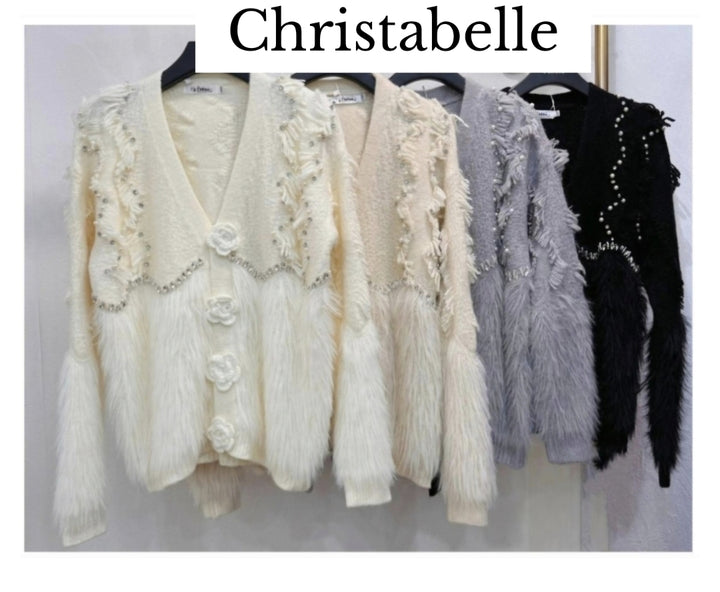 Christabelle Crystal & Pearl Cardigan - (choose your Colour & Size)