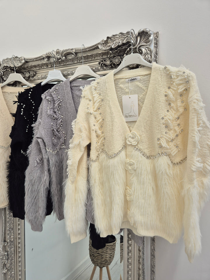 Christabelle Crystal & Pearl Cardigan - (choose your Colour & Size)