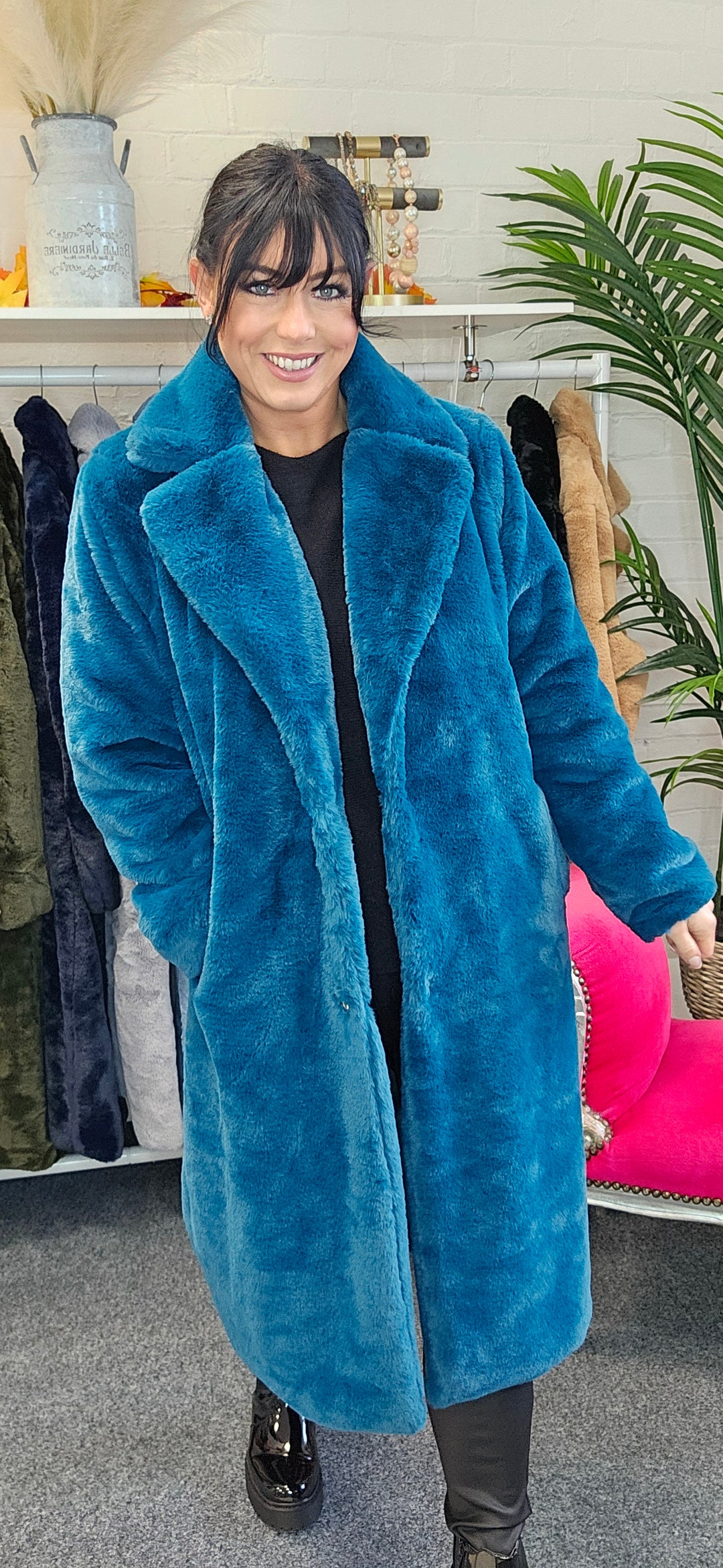 Oslo Faux Fur Coat Long (One Size) - (choose your Colour)