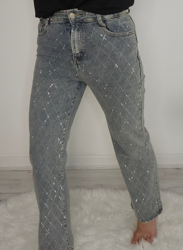 Kelly Diamante/Crystal Jeans - Stonewashed (choose your Size)