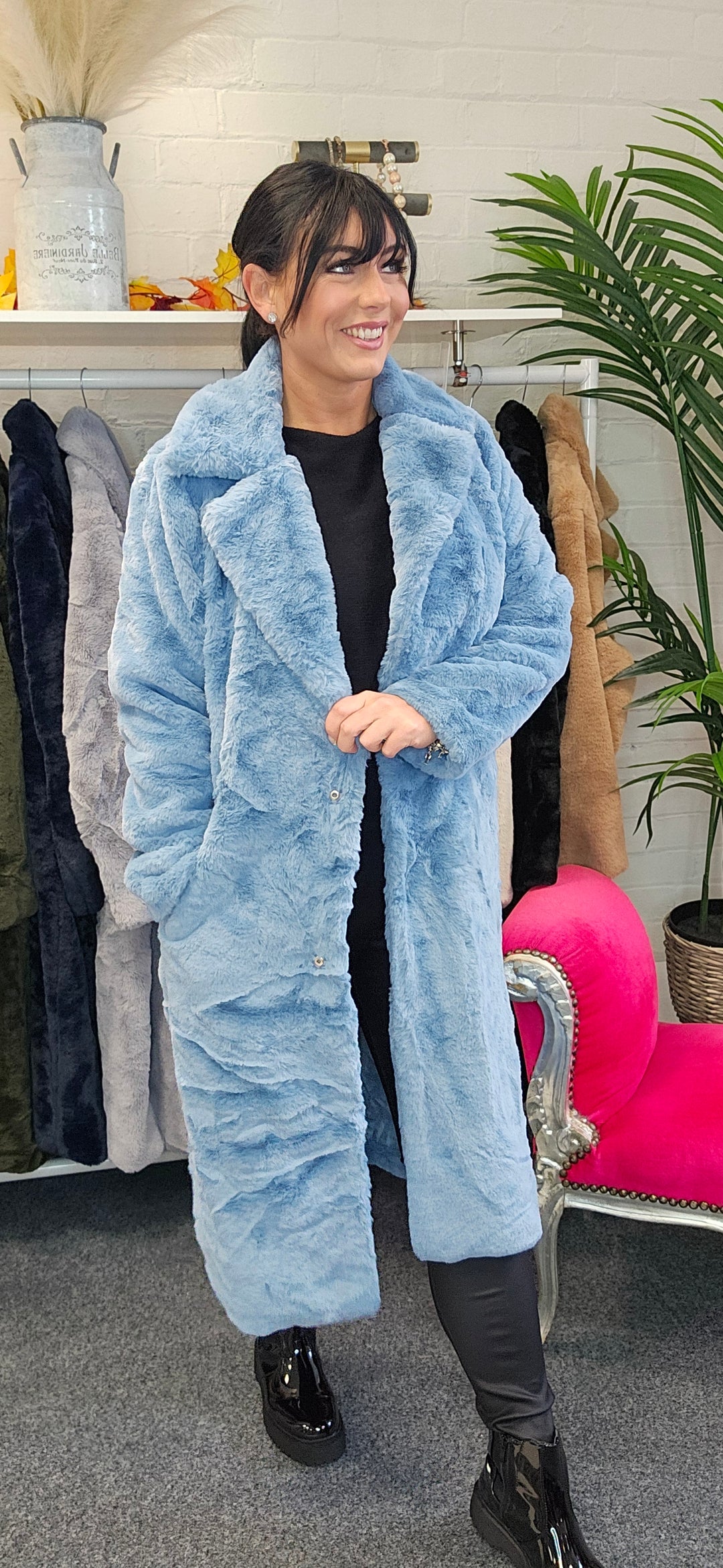 Oslo Faux Fur Coat Long (One Size) - (choose your Colour)