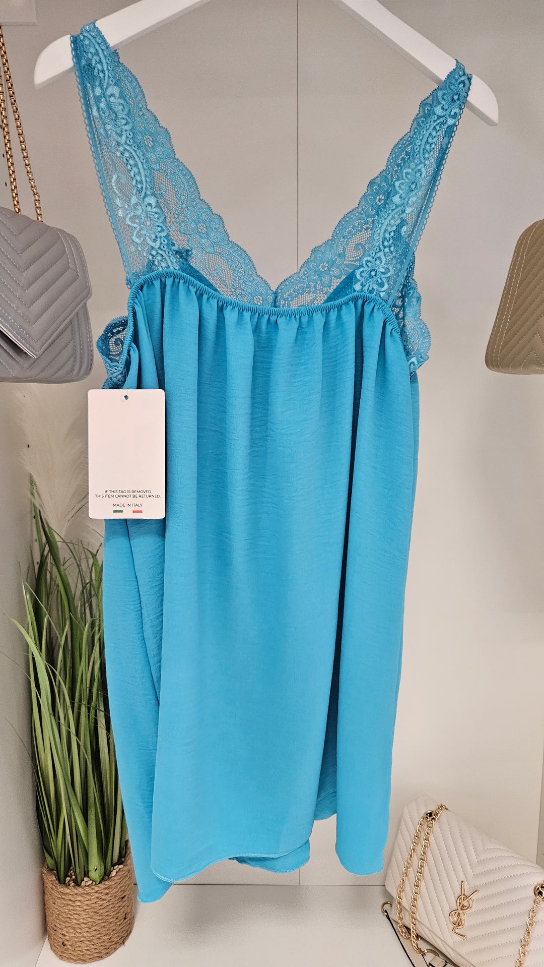 Linzi Lace Cami Top (Curvy) - Aqua