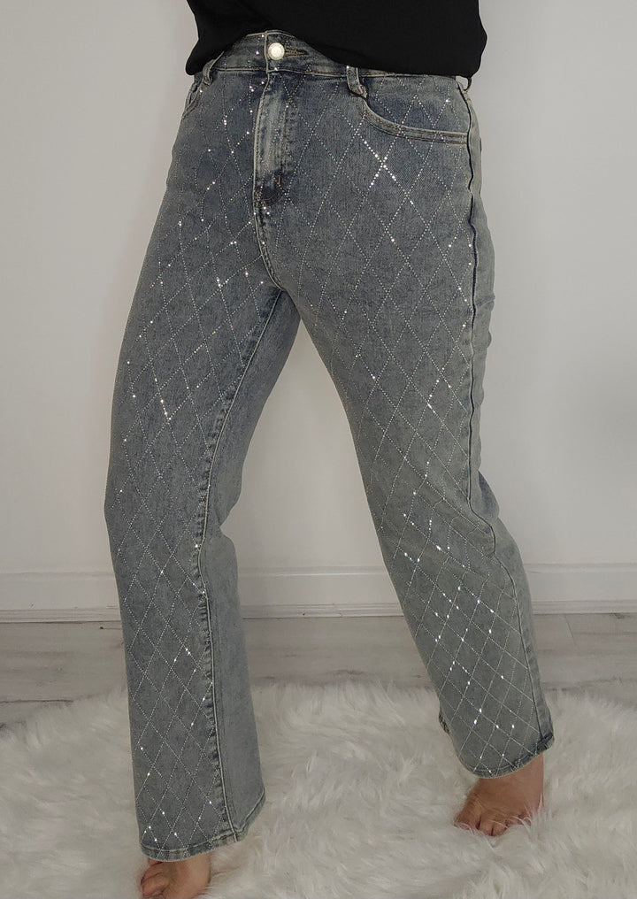 Kelly Diamante/Crystal Jeans - Stonewashed (choose your Size)