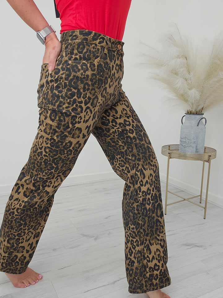 G Smack Wide Leg Leopard Print Jeans - (choose your Size)