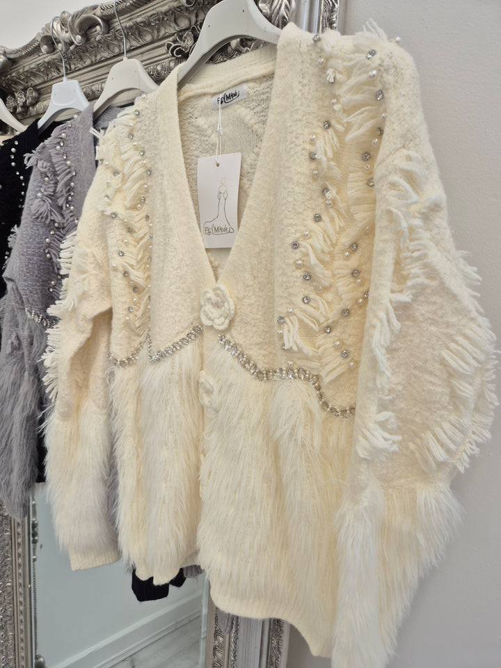 Christabelle Crystal & Pearl Cardigan - (choose your Colour & Size)