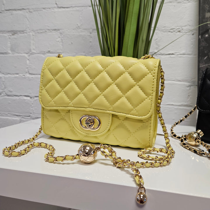 Coco Quilted Clasp Bag - Lemon ( Small )