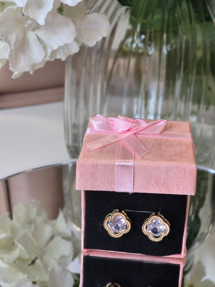 Crystal Earrings - Gold Tone (Pierced)