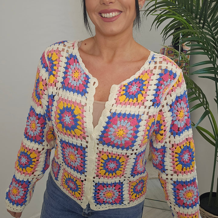 Clara Crochet Cardigan - Multi