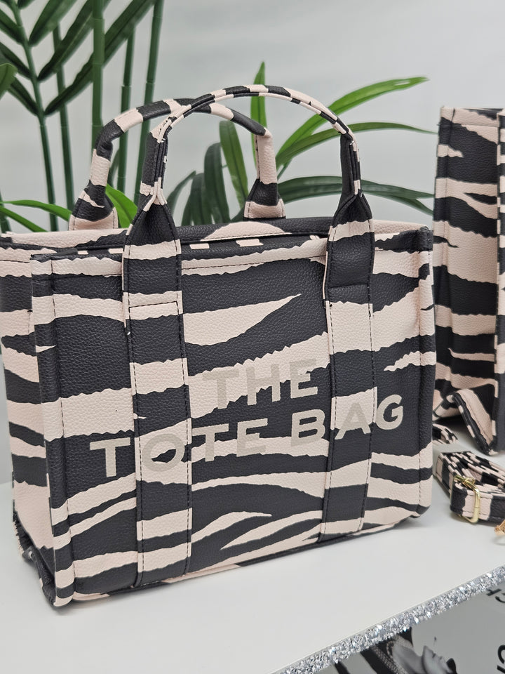 The Tote Bag - Black/Beige Zebra