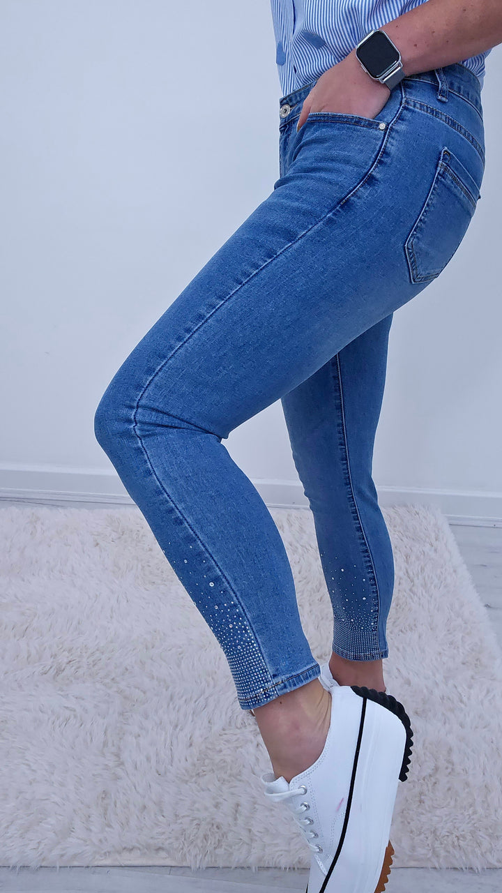 Crystal Ankle Grazer Jeans - (choose your Size)