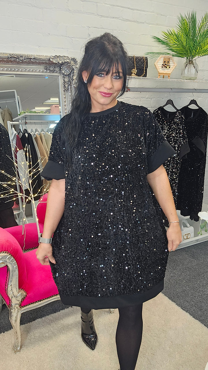 Holly Sequin Dress - (choose your Colour) (Curvy)