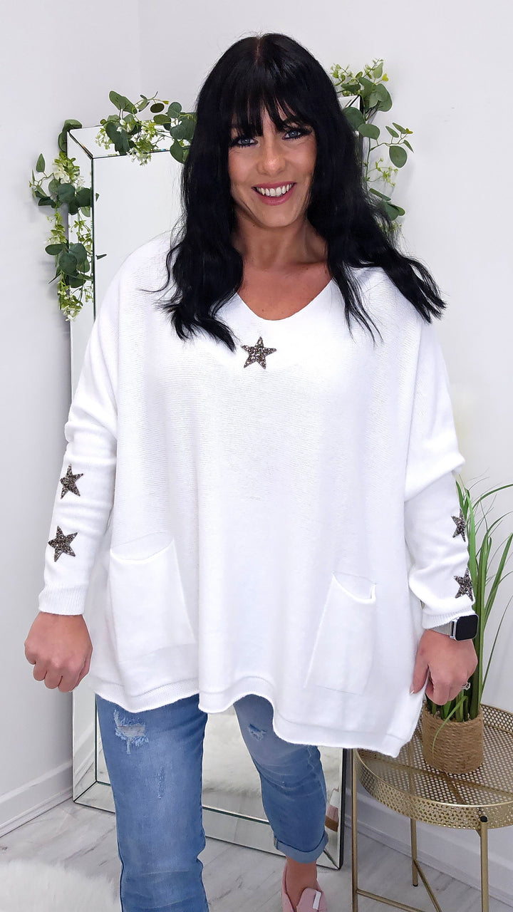 Star Jumper - White (Curvy)