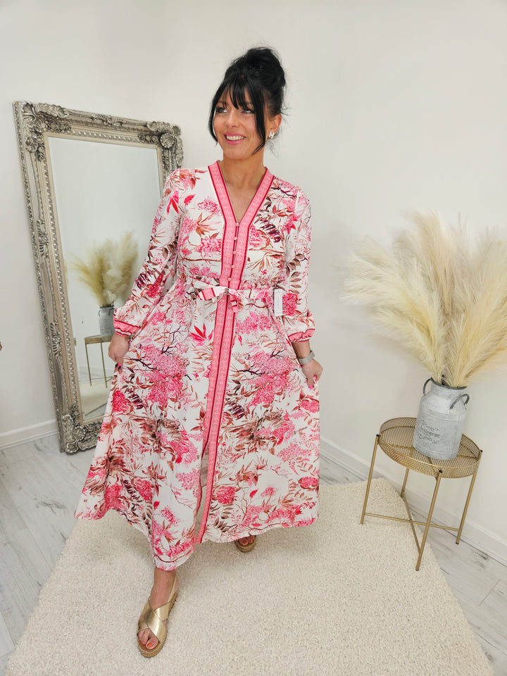 Cherry Blossom Maxi Dress - Pink