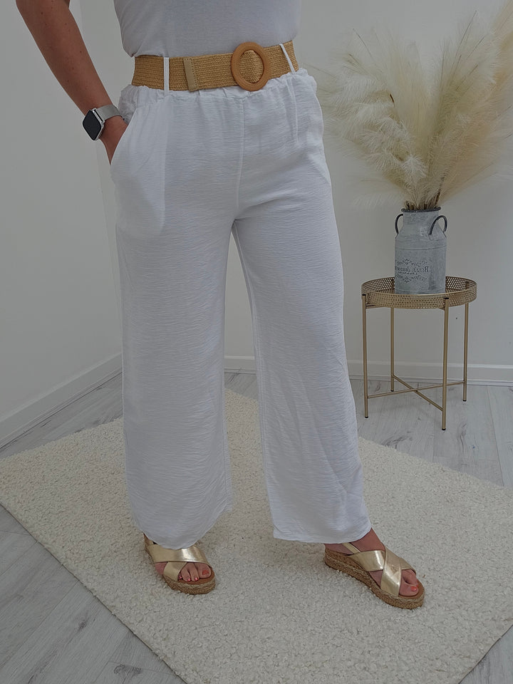 Winnie Wide Leg Trousers with Hessian Belt (choose your colour)