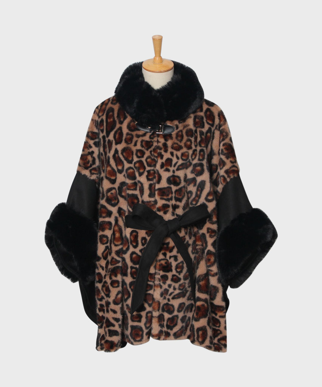 Oslo Faux Fur Poncho/Cape with Tie Belt - (choose your Leopard Colour)