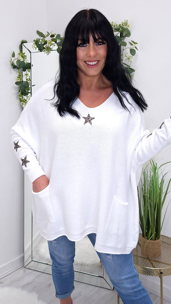 Star Jumper - White (Curvy)